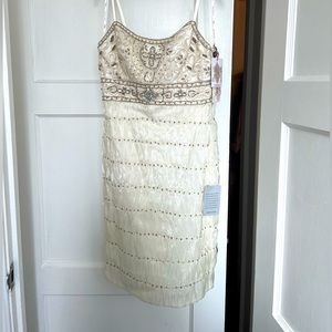 Sue Wong NWT white shirt beaded dress size 4